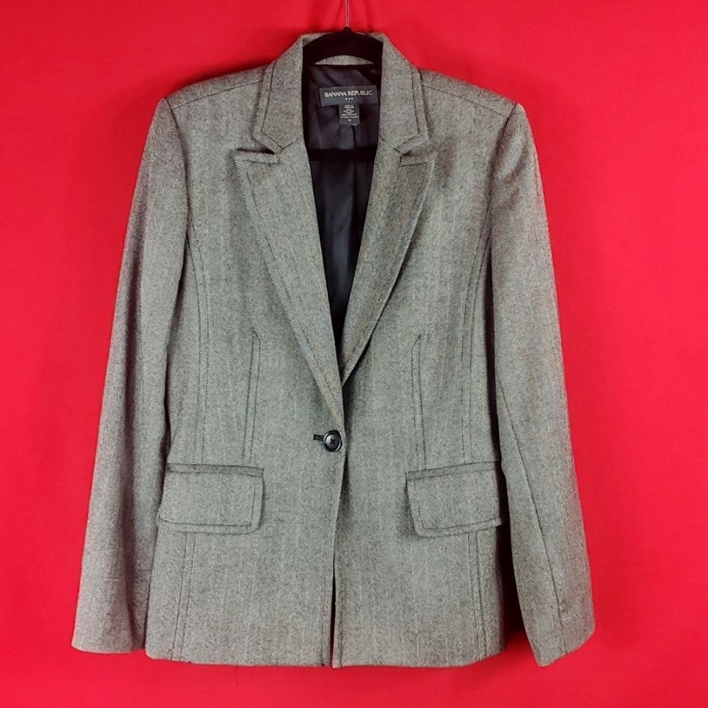 Banana Republic Gray Wool Herringbone Women's Blazer